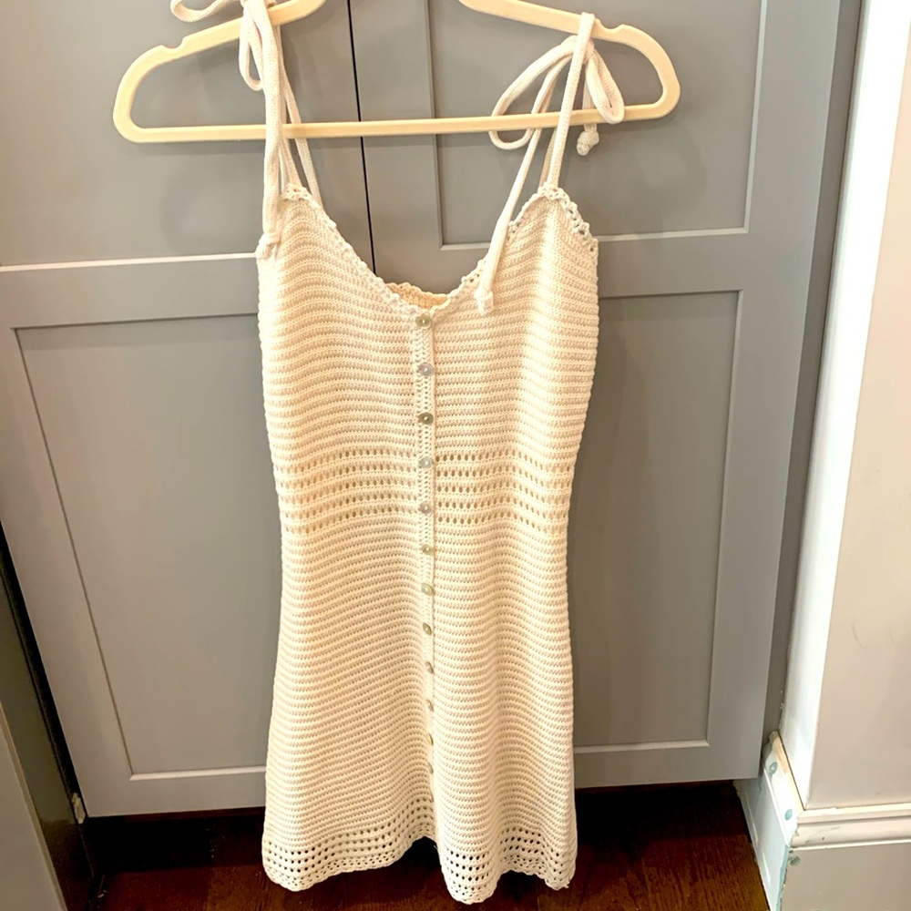 beige crochet dress
